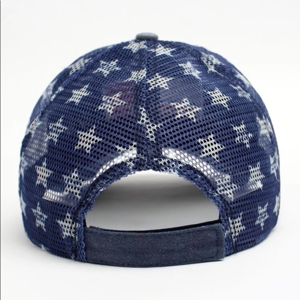 USA 🇺🇸 NAVY BLUE Distressed ball cap July 4th - Picture 4 of 7